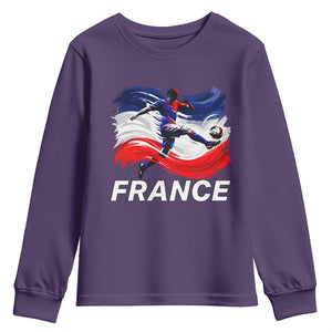 France Soccer Football Fan French Flag Youth Sweatshirt TS14 Purple Print Your Wear