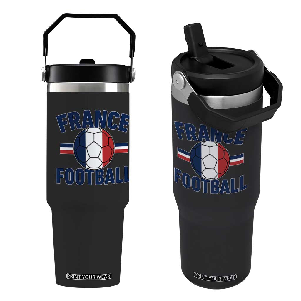 French Flag France Soccer Football Fan Flip Straw Tumbler TS14 One Size: 30 oz Black Print Your Wear