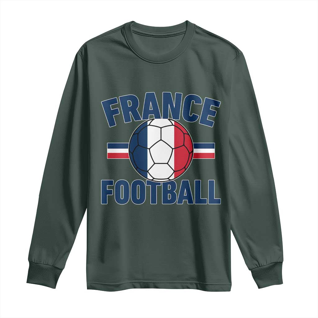 French Flag France Soccer Football Fan Long Sleeve Shirt TS14 S Dark Forest Green Print Your Wear