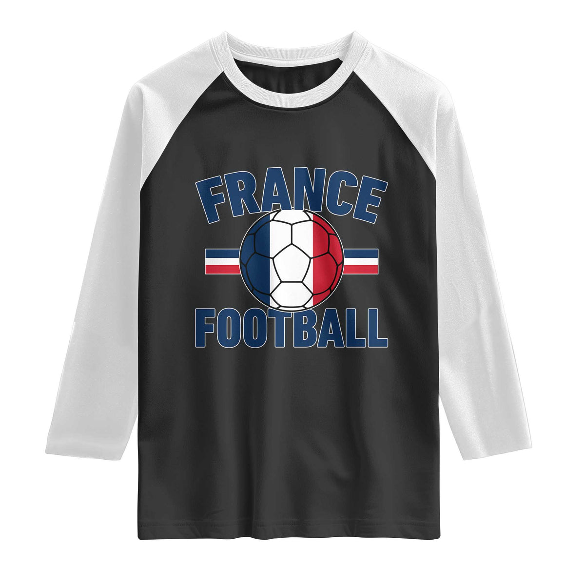 French Flag France Soccer Football Fan Raglan Shirt TS14 Black White Print Your Wear