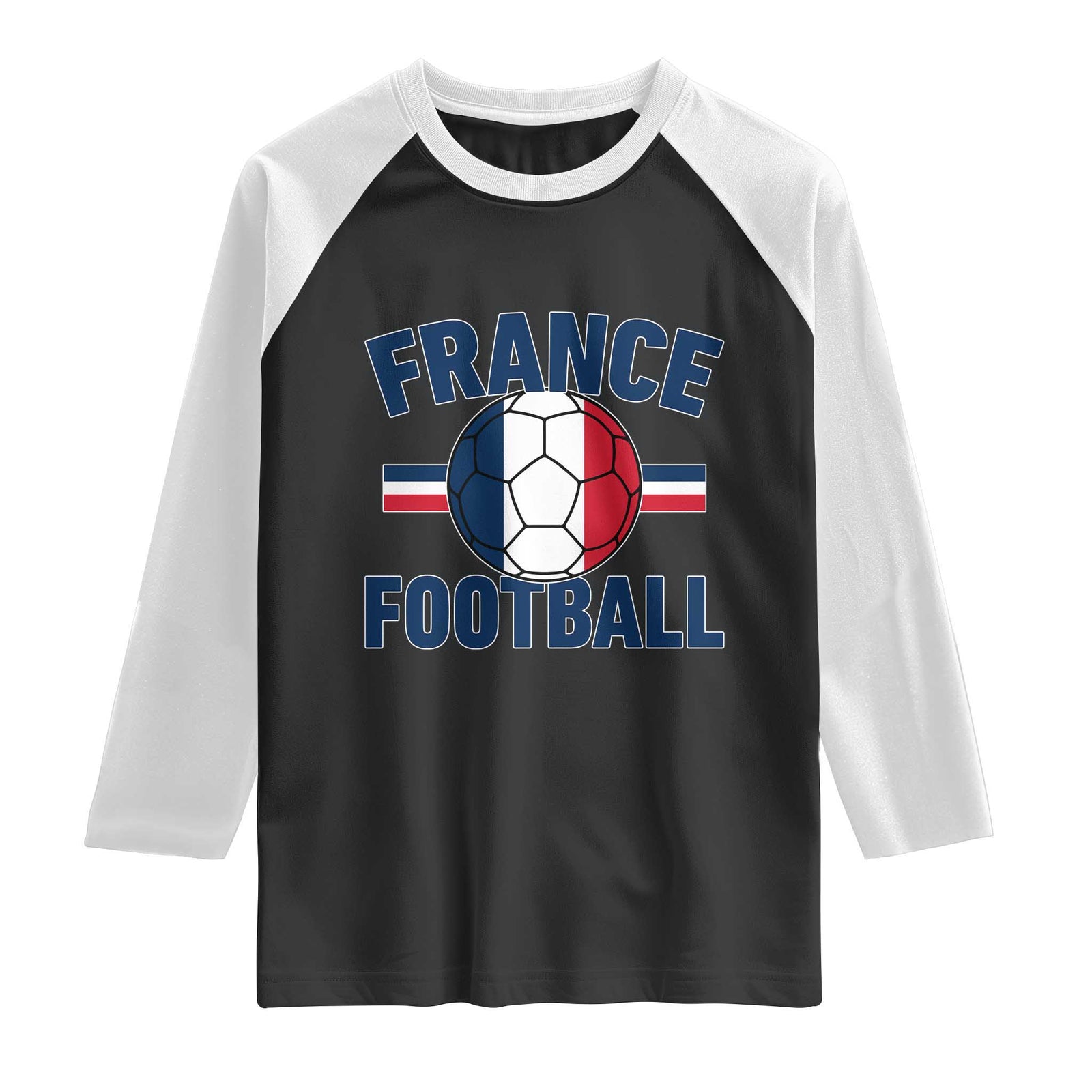 French Flag France Soccer Football Fan Raglan Shirt TS14 Black White Print Your Wear