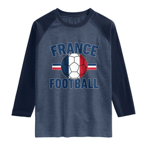 French Flag France Soccer Football Fan Raglan Shirt TS14 Heather Denim Navy Print Your Wear