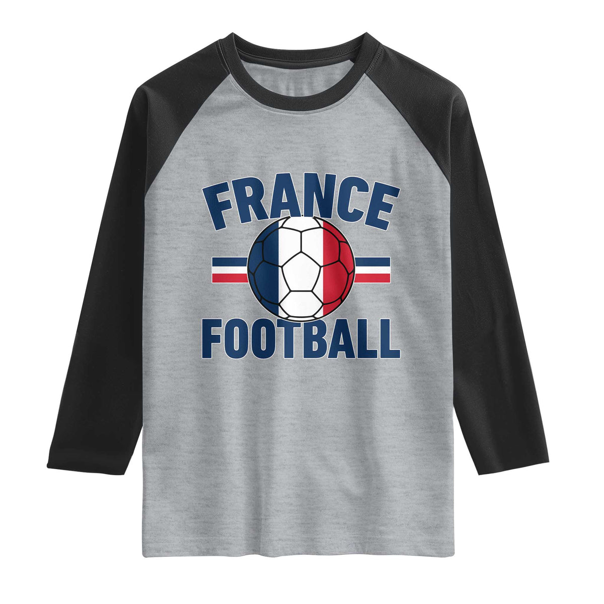 French Flag France Soccer Football Fan Raglan Shirt TS14 Heather Gray Black Print Your Wear