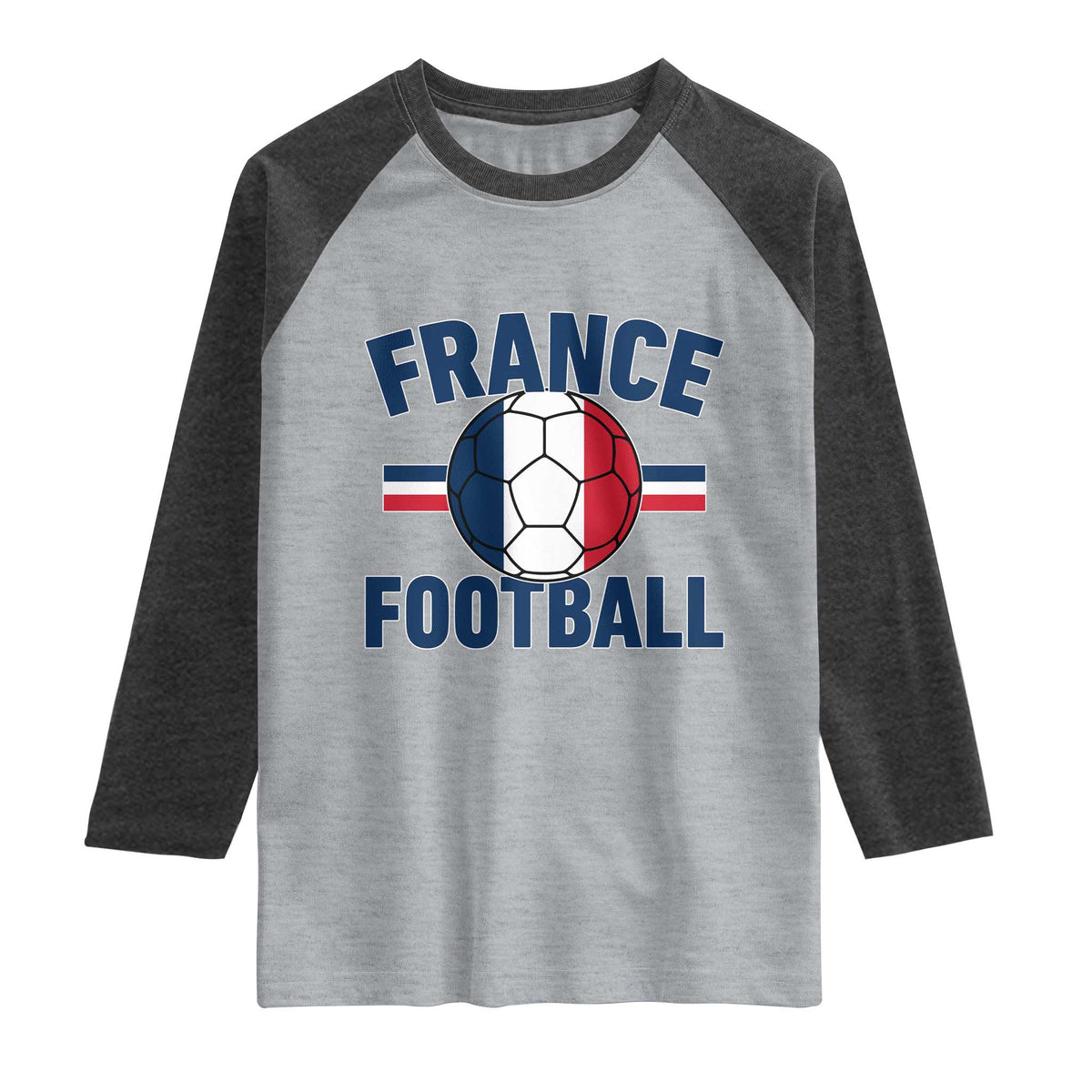 French Flag France Soccer Football Fan Raglan Shirt TS14 Heather Gray Heather Charcoal Print Your Wear