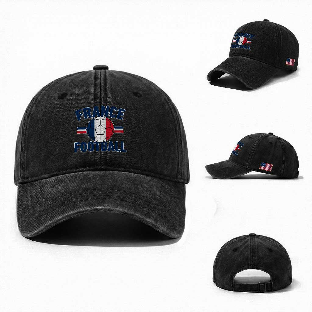 French Flag France Soccer Football Fan Washed Cotton Baseball Cap TS14 Washed Cap Universal Fit Black Print Your Wear