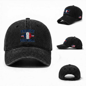 French Flag France Soccer Football Fan Washed Cotton Baseball Cap TS14 Washed Cap Universal Fit Black Print Your Wear