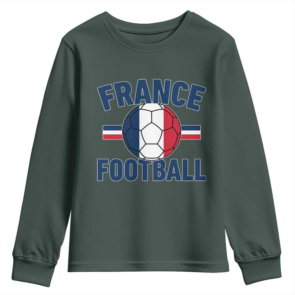 French Flag France Soccer Football Fan Youth Sweatshirt TS14 Dark Forest Green Print Your Wear