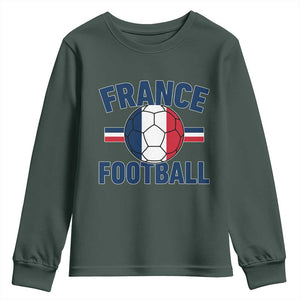 French Flag France Soccer Football Fan Youth Sweatshirt TS14 Dark Forest Green Print Your Wear
