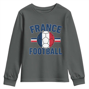 French Flag France Soccer Football Fan Youth Sweatshirt TS14 Dark Heather Print Your Wear