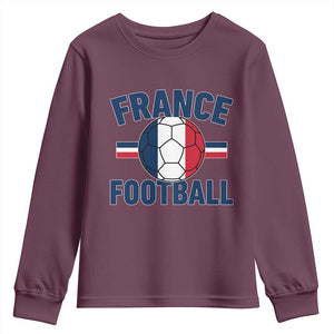 French Flag France Soccer Football Fan Youth Sweatshirt TS14 Maroon Print Your Wear