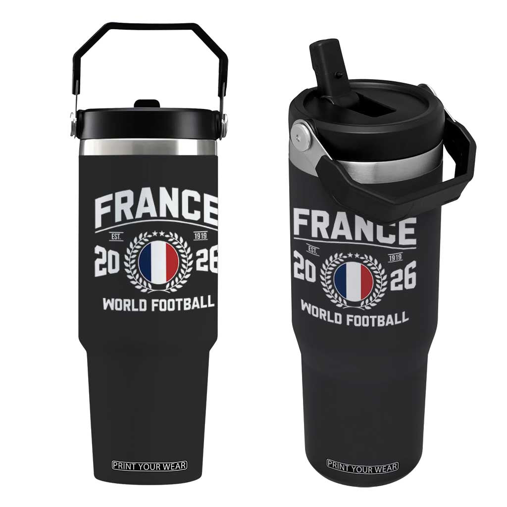 France Soccer Fan French Flag Patriotic Sports Flip Straw Tumbler TS14 One Size: 30 oz Black Print Your Wear