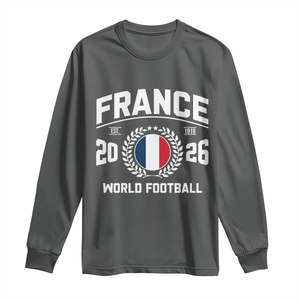 France Soccer Fan French Flag Patriotic Sports Long Sleeve Shirt TS14 Dark Heather Print Your Wear
