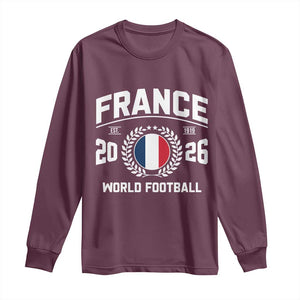 France Soccer Fan French Flag Patriotic Sports Long Sleeve Shirt TS14 Maroon Print Your Wear