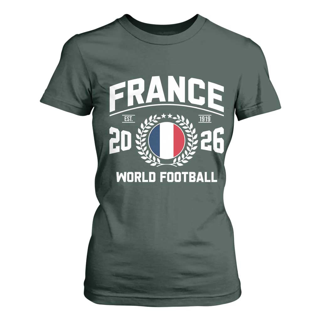 France Soccer Fan French Flag Patriotic Sports T Shirt For Women TS14 Dark Forest Green Print Your Wear