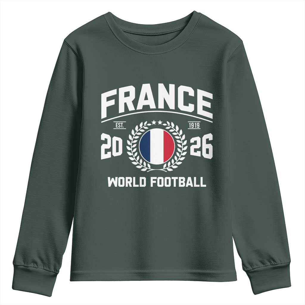 France Soccer Fan French Flag Patriotic Sports Youth Sweatshirt TS14 Dark Forest Green Print Your Wear