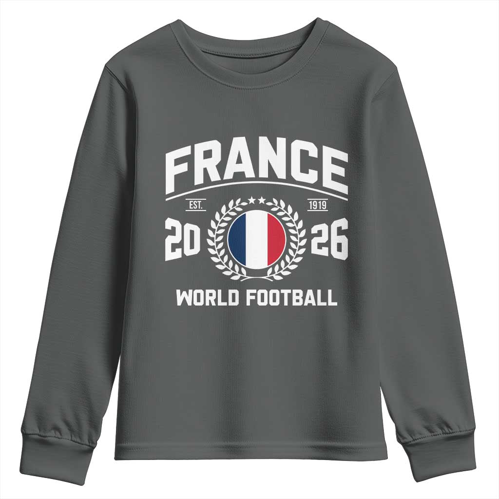 France Soccer Fan French Flag Patriotic Sports Youth Sweatshirt TS14 Dark Heather Print Your Wear