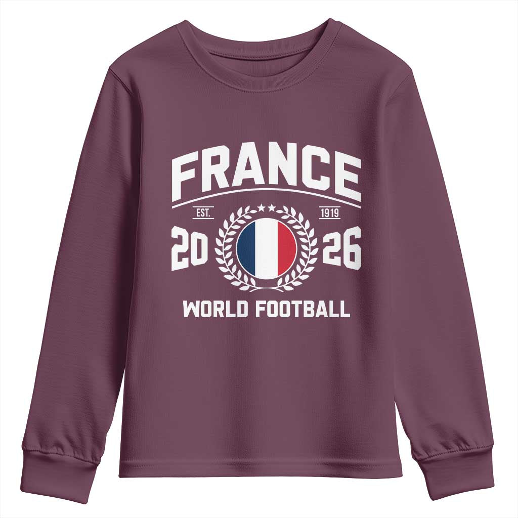 France Soccer Fan French Flag Patriotic Sports Youth Sweatshirt TS14 Maroon Print Your Wear