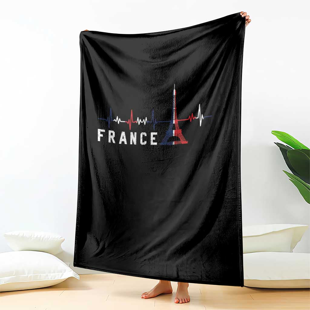 France Paris Heartbeat French Flag Eiffel Tower Souvenir Gift Throw Blanket TS14 Print Your Wear