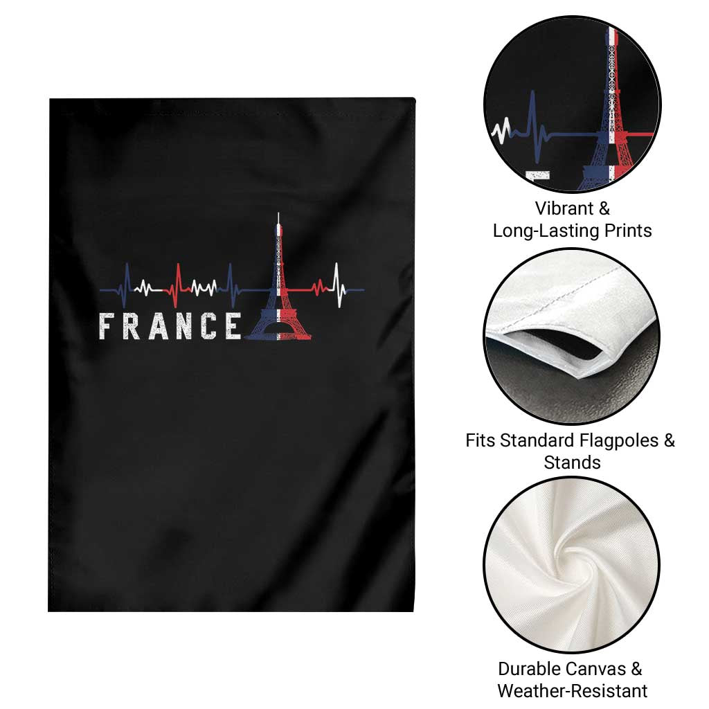 France Paris Heartbeat French Flag Eiffel Tower Souvenir Gift Garden Flag TS14 Print Your Wear