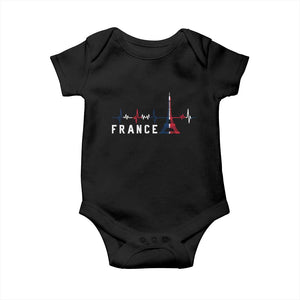 France Paris Heartbeat French Flag Eiffel Tower Souvenir Gift Baby Onesie TS14 Black Print Your Wear