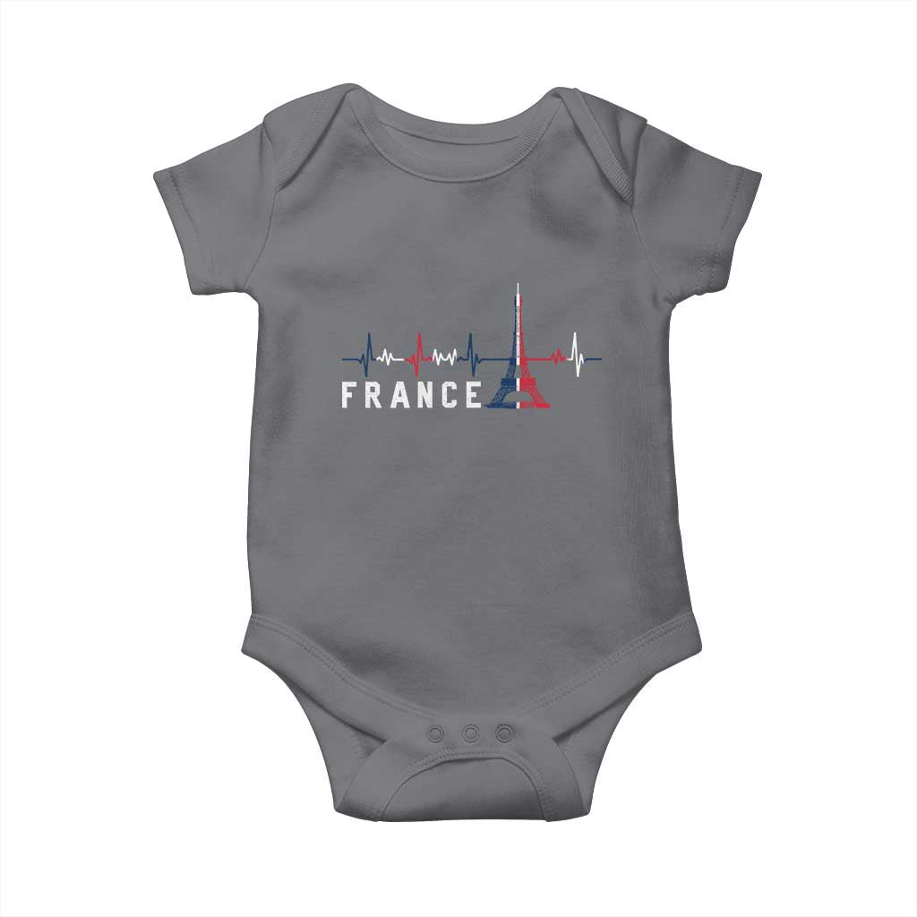 France Paris Heartbeat French Flag Eiffel Tower Souvenir Gift Baby Onesie TS14 Charcoal Print Your Wear