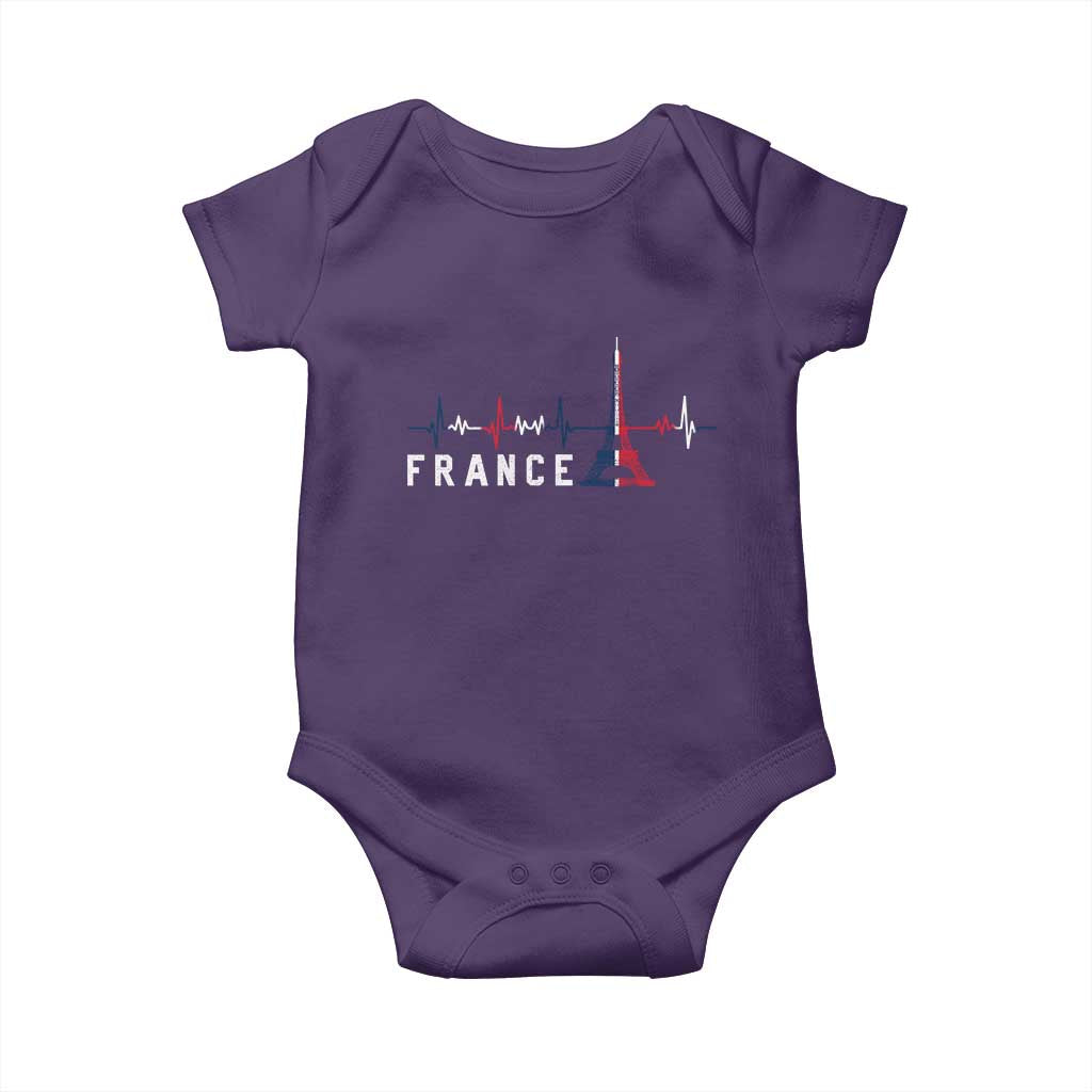 France Paris Heartbeat French Flag Eiffel Tower Souvenir Gift Baby Onesie TS14 Purple Print Your Wear