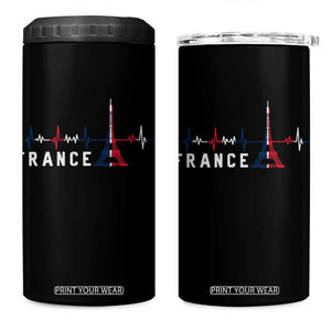 France Paris Heartbeat French Flag Eiffel Tower Souvenir Gift 4 in 1 Can Cooler Tumbler TS14 One Size: 16 oz Black Print Your Wear