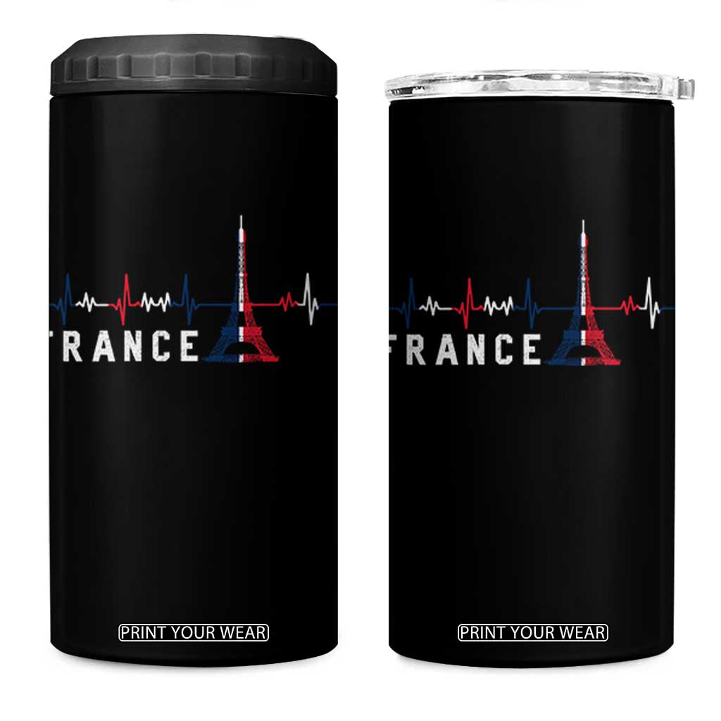France Paris Heartbeat French Flag Eiffel Tower Souvenir Gift 4 in 1 Can Cooler Tumbler TS14 One Size: 16 oz Black Print Your Wear