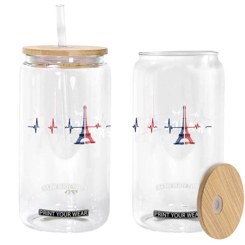 France Paris Heartbeat French Flag Eiffel Tower Souvenir Gift Glass Can TS14 Print Your Wear