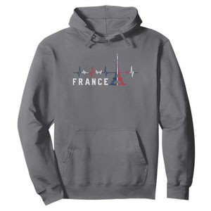 France Paris Heartbeat French Flag Eiffel Tower Souvenir Gift Hoodie TS14 Charcoal Print Your Wear