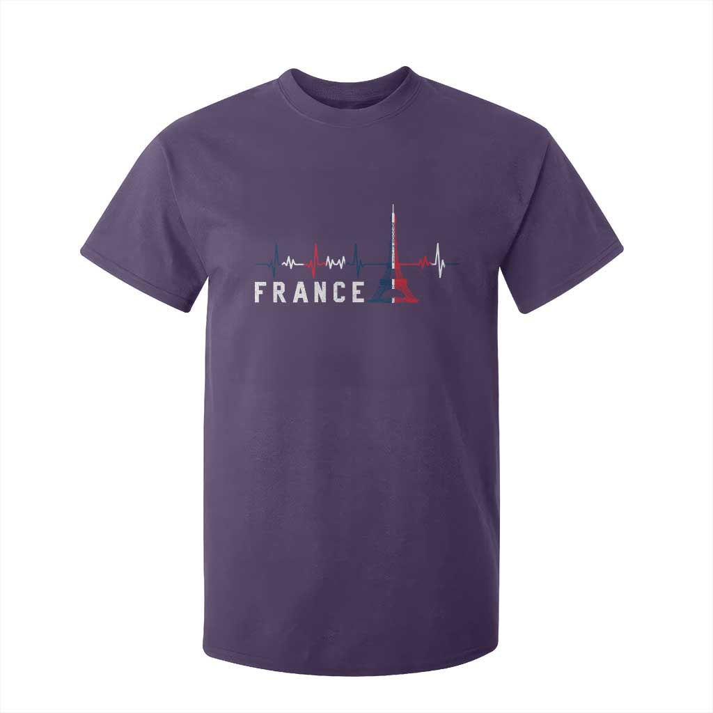 France Paris Heartbeat French Flag Eiffel Tower Souvenir Gift T Shirt For Kid TS14 Purple Print Your Wear