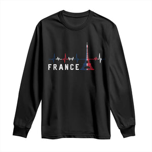 France Paris Heartbeat French Flag Eiffel Tower Souvenir Gift Long Sleeve Shirt TS14 Black Print Your Wear