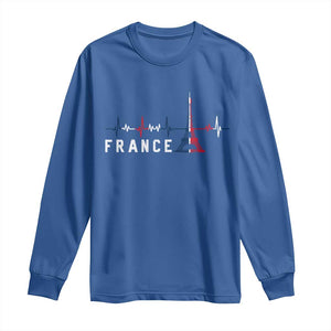 France Paris Heartbeat French Flag Eiffel Tower Souvenir Gift Long Sleeve Shirt TS14 Royal Blue Print Your Wear