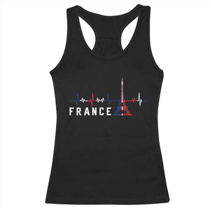 France Paris Heartbeat French Flag Eiffel Tower Souvenir Gift Racerback Tank Top TS14 Black Print Your Wear