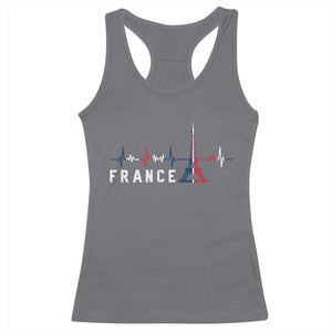 France Paris Heartbeat French Flag Eiffel Tower Souvenir Gift Racerback Tank Top TS14 Charcoal Print Your Wear
