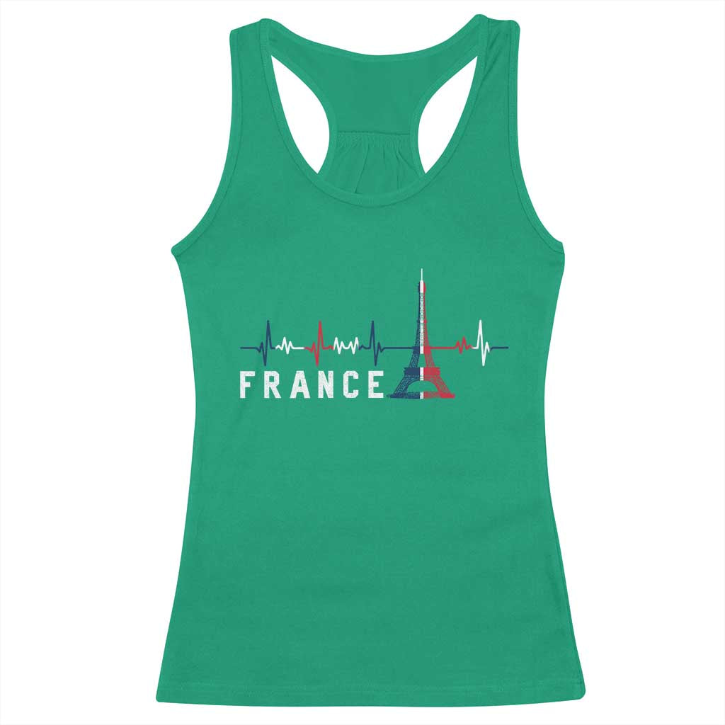 France Paris Heartbeat French Flag Eiffel Tower Souvenir Gift Racerback Tank Top TS14 Irish Green Print Your Wear