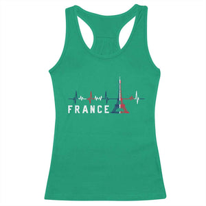 France Paris Heartbeat French Flag Eiffel Tower Souvenir Gift Racerback Tank Top TS14 Irish Green Print Your Wear