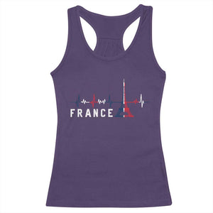 France Paris Heartbeat French Flag Eiffel Tower Souvenir Gift Racerback Tank Top TS14 Purple Print Your Wear