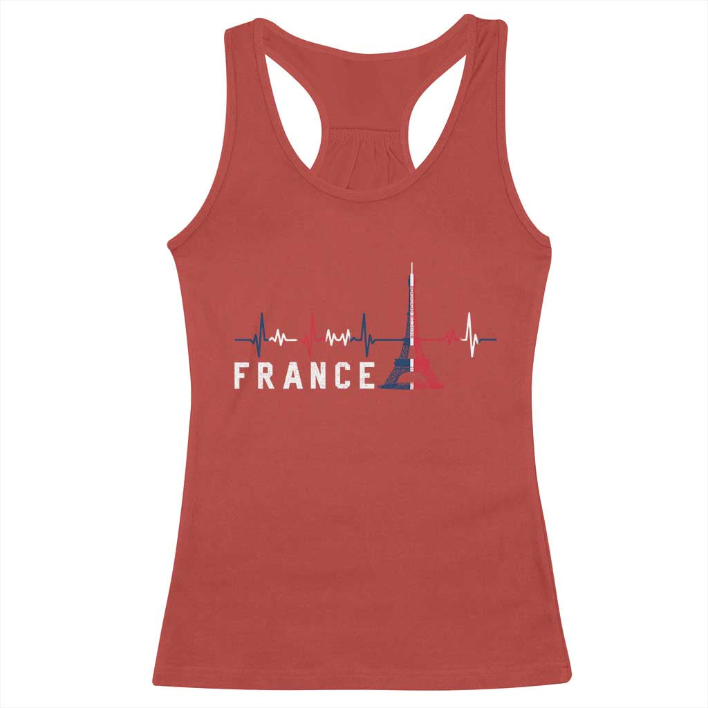 France Paris Heartbeat French Flag Eiffel Tower Souvenir Gift Racerback Tank Top TS14 Red Print Your Wear