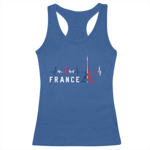 France Paris Heartbeat French Flag Eiffel Tower Souvenir Gift Racerback Tank Top TS14 Royal Blue Print Your Wear