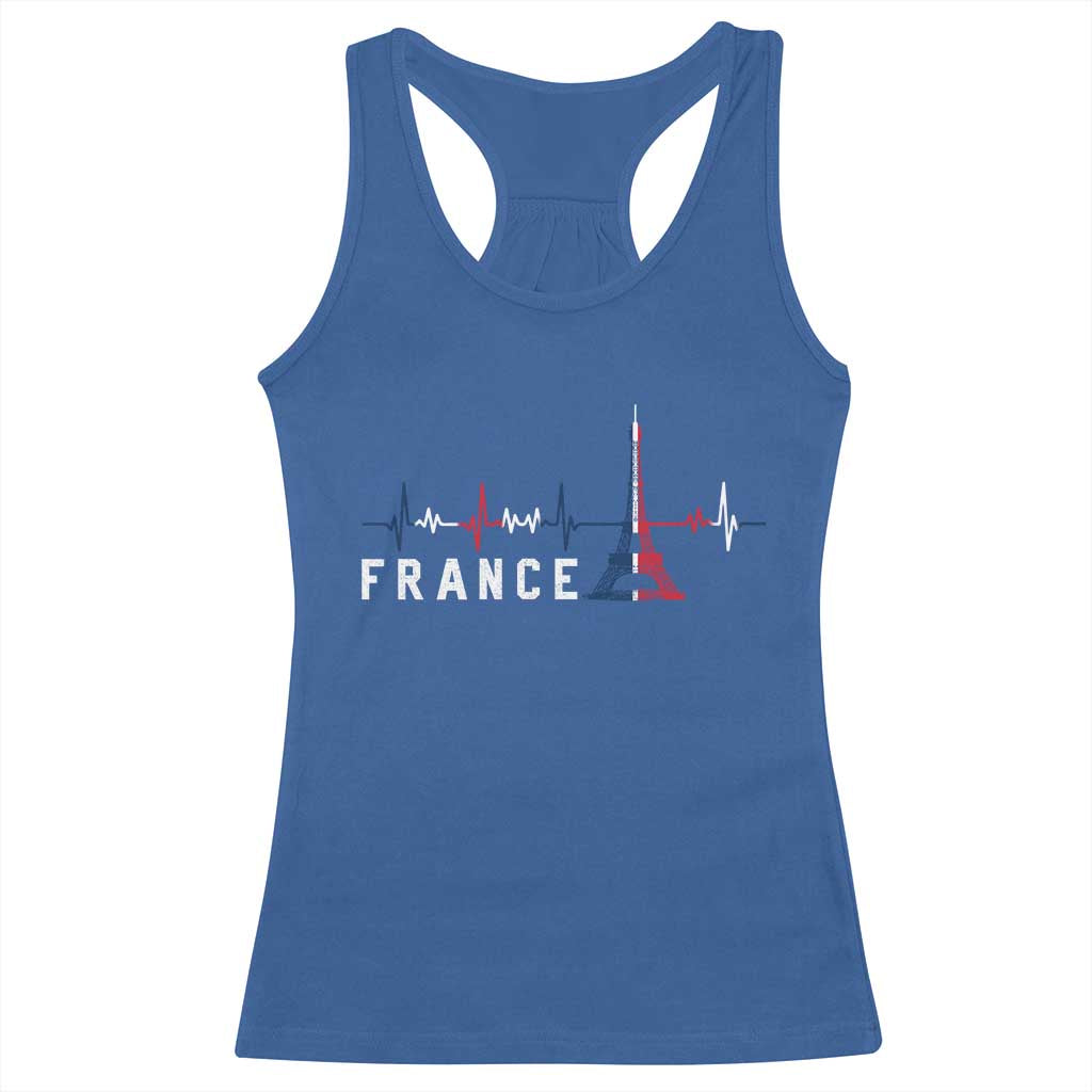 France Paris Heartbeat French Flag Eiffel Tower Souvenir Gift Racerback Tank Top TS14 Royal Blue Print Your Wear