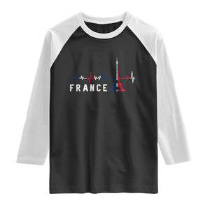 France Paris Heartbeat French Flag Eiffel Tower Souvenir Gift Raglan Shirt TS14 Black White Print Your Wear