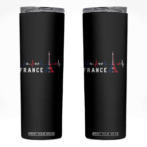 France Paris Heartbeat French Flag Eiffel Tower Souvenir Gift Skinny Tumbler TS14 Black Print Your Wear