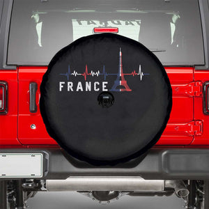 France Paris Heartbeat French Flag Eiffel Tower Souvenir Gift Spare Tire Cover TS14 Black Print Your Wear