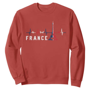 France Paris Heartbeat French Flag Eiffel Tower Souvenir Gift Sweatshirt TS14 S Red Print Your Wear