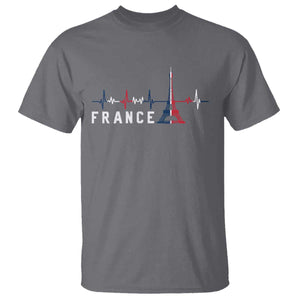 France Paris Heartbeat French Flag Eiffel Tower Souvenir Gift T Shirt TS14 Charcoal Print Your Wear