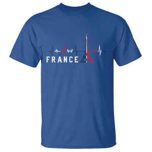 France Paris Heartbeat French Flag Eiffel Tower Souvenir Gift T Shirt TS14 Royal Blue Print Your Wear