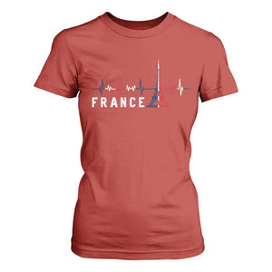 France Paris Heartbeat French Flag Eiffel Tower Souvenir Gift T Shirt For Women TS14 Red Print Your Wear