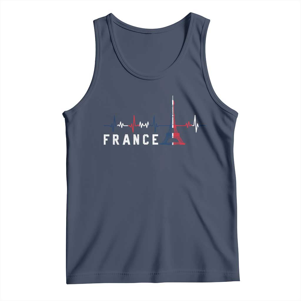 France Paris Heartbeat French Flag Eiffel Tower Souvenir Gift Tank Top TS14 Navy Print Your Wear