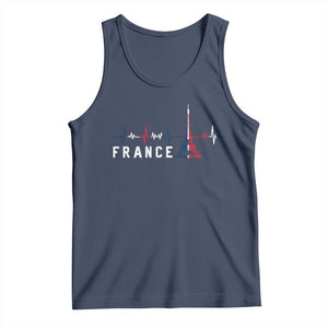 France Paris Heartbeat French Flag Eiffel Tower Souvenir Gift Tank Top TS14 Navy Print Your Wear